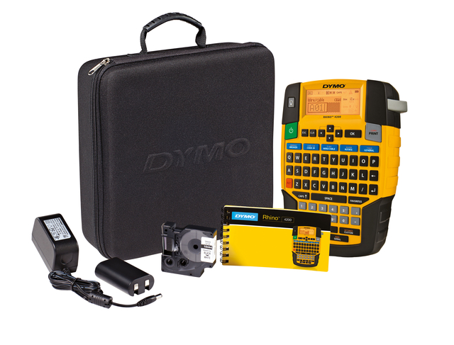 Etiqueteuse Dymo Rhino 4200 Industriel Azerty 19mm jaune coffret