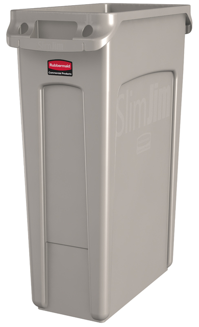 Collecteur Rubbermaid Slim Jim Vented avec conduits d'aération 87L gris