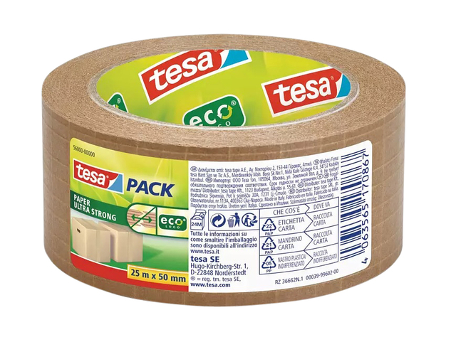 Ruban d'emballage Tesa 56000 Eco Paper Ultra Strong 50mmx25m