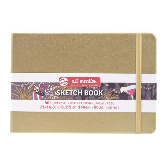 Schetsboek Talens Art Creation 80 witte vellen 140gr 210x150mm witgoud
