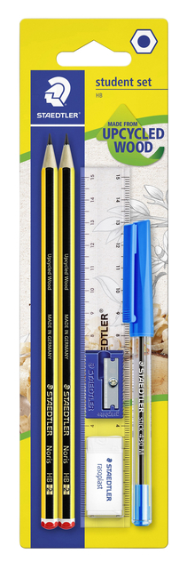 Schrijfset Staedtler 2 Noris potloden HB-balpen-gum-slijper-liniaal