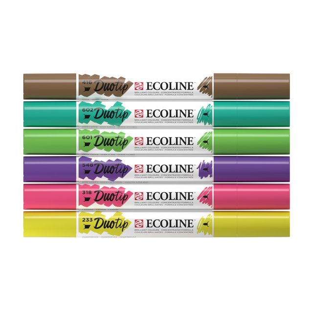 Stylo Duotip Talens Ecoline set botanique 6 couleurs
