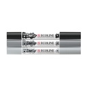 Stylo Duotip Talens Ecoline set noir & gris 3 couleurs