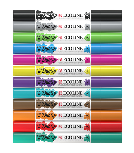 Stylo Duotip Talens Ecoline set de base 12 couleurs