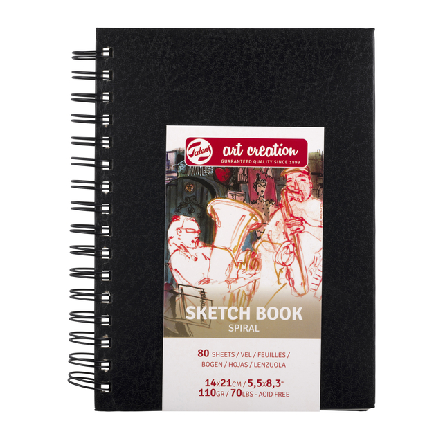 Schetsboek Talens Art Creation 80 vel 110gr 140x210mm spiraal zwart