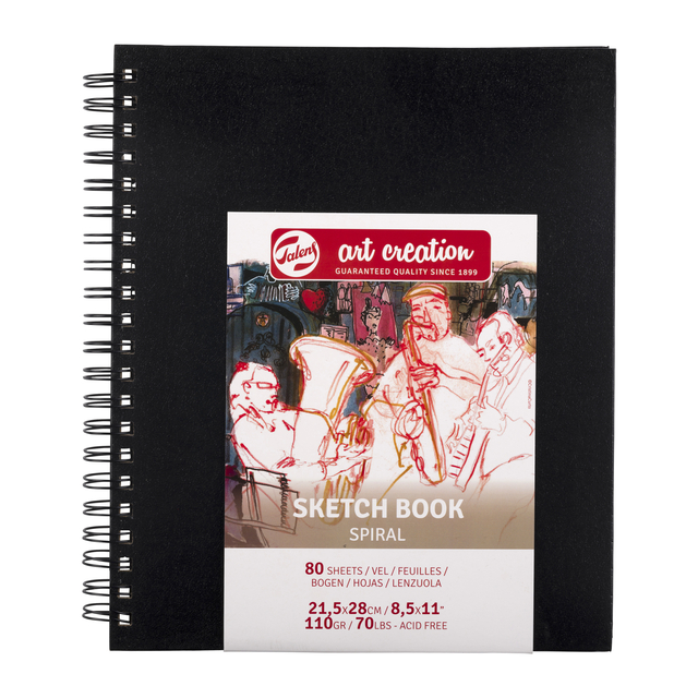 Carnet de croquis Talens Art Creation spirale 210x280mm 110g 80 feuilles noir