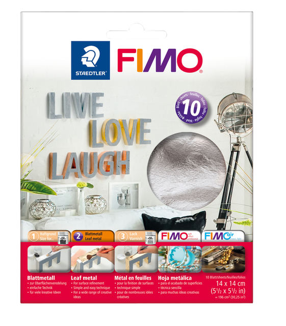 Métal en feuille Staedtler Fimo 8781 14x14cm 10 feuilles argent