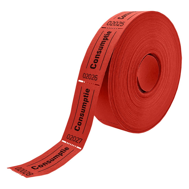 Consumptiebon Combicraft 57x30mm 2-zijdig 2x1000 stuks rood