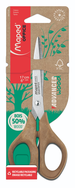 Ciseaux Maped Office Advanced Wood 17cm brun