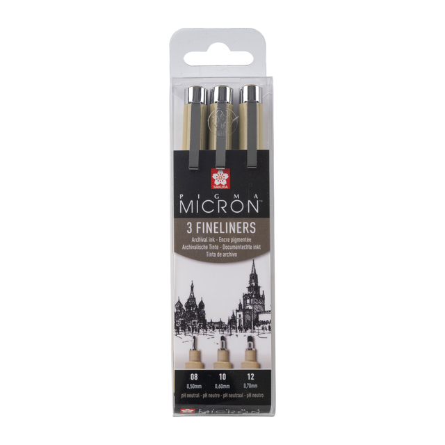 Fineliner Sakura Pigma Micron set 3 largeurs Large noir
