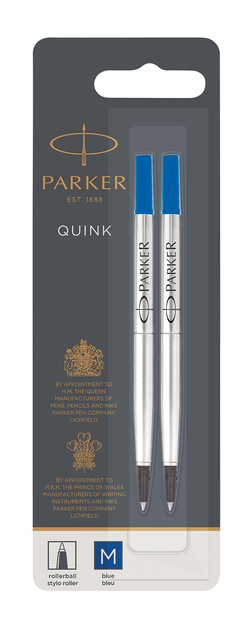 Recharge roller Parker Quink Medium bleu blister 2 pièces