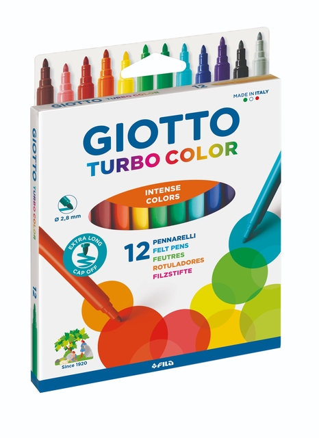 Viltstift Giotto Turbo Color set à 12 kleuren