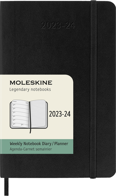 Agenda 2023/2024 Moleskine 18M Planner Weekly 7dag/1pagina pocket 90x140mm soft cover black