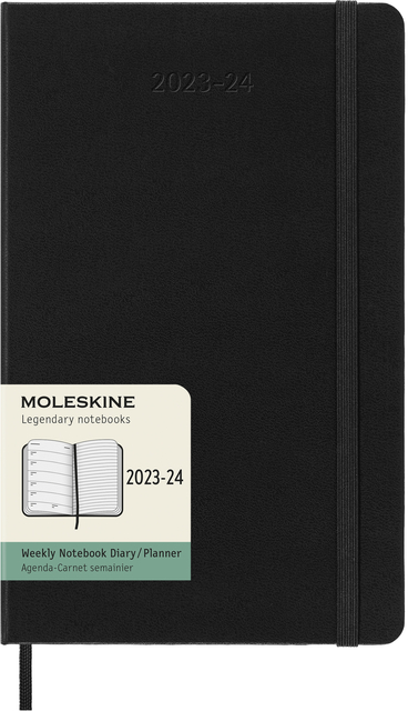 Agenda 2023-2024 Moleskine Planner Weekly Large 130x210mm 18 mois 7 jours/1 page hard cover noir