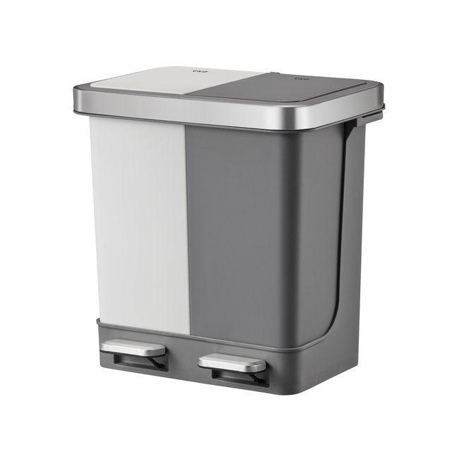 Poubelle à pédale EKO Hana Duo Recycling 2x 10L gris blanc