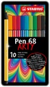 Feutre STABILO Pen 68/10 Medium Arty boîte 10 couleurs