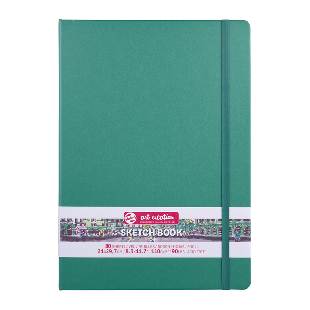 Schetsboek Talens Art Creation 80 witte vellen 140gr 210x297mm woudgroen