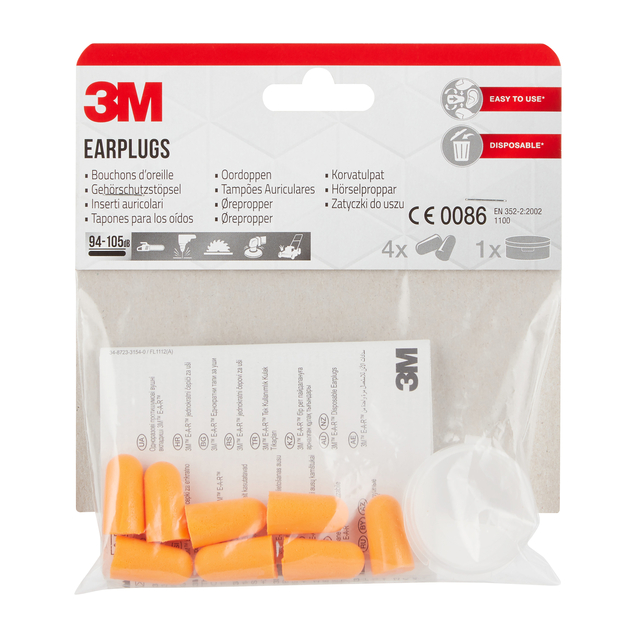 Oordoppen 3M 1100 met opbergdoos 4 paar 94-105db