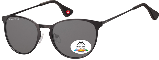 Lunette de soleil Montana noir mat verre rond fumé polarisé