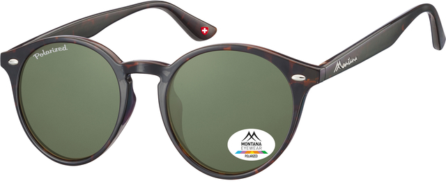 Lunettes de soleil Montana Turtle verre rond G15 vert polarisé