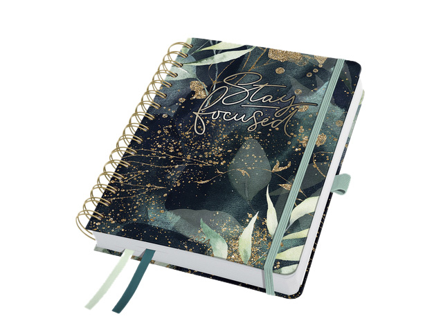 Agenda 2024 Sigel Jolie Inspire A5 7 jours/2 pages spirale Glamourous leaves