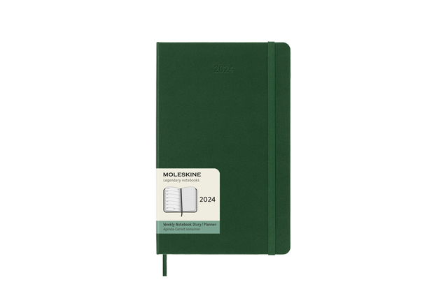 Agenda 2024 Moleskine 12M Planner Weekly 7dag/1pagina large 130x210mm hard cover myrtle green
