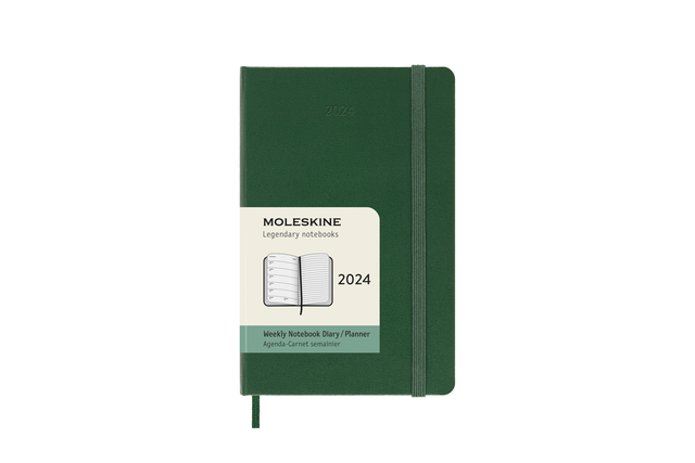 Agenda 2024 Moleskine Planner Weekly 90x140mm 12 mois 7 jours/1 page Hard cover myrtle green