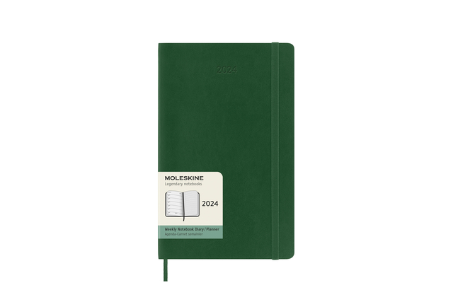 Agenda 2024 Moleskine 12M Planner Weekly 7dag/1pagina large 130x210mm soft cover myrtle green
