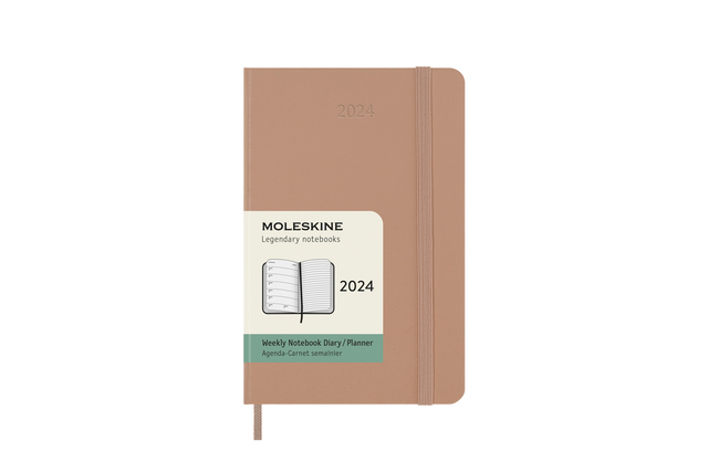 Agenda 2024 Moleskine 12M Planner Weekly 7dag/1pagina pocket 90x140mm hard cover sand brown