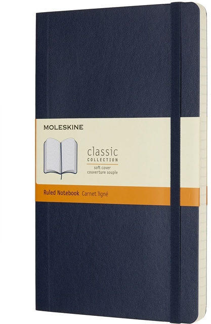 Carnet Moleskine large 130x210mm ligné couverture souple bleu saphir