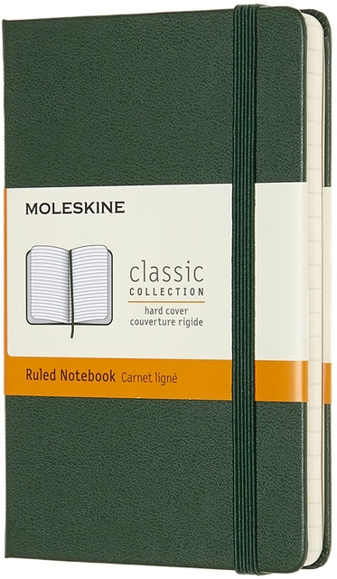 Carnet Moleskine Pocket 90x140mm ligné couverture rigide vert myrte