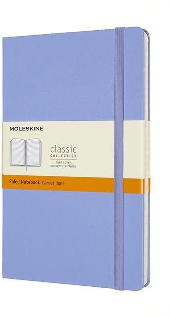 Carnet Moleskine large 130x210mm ligné couverture rigide bleu hortensia