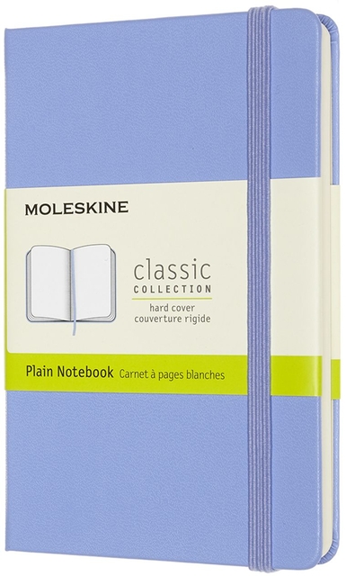 Carnet Moleskine Pocket 90x140mm uni couverture rigide bleu hortensia