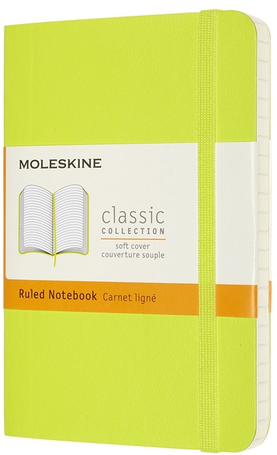 Carnet Moleskine Pocket 90x140mm ligné couverture souple vert citron