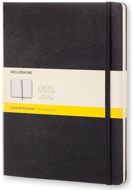 Carnet Moleskine XL 190x250mm carreau 5x5 couverture rigide noire