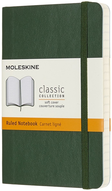 Carnet Moleskine Pocket 90x140mm ligné couverture souple vert myrte