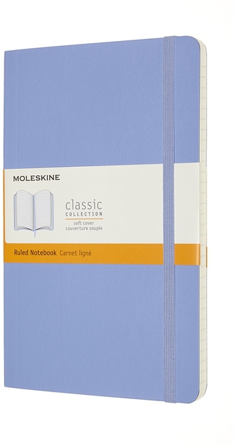 Carnet Moleskine large 130x210mm ligné couverture souple bleu hortensia