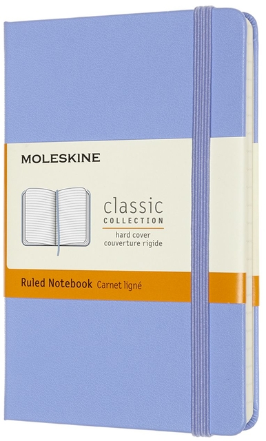 Carnet Moleskine Pocket 90x140mm ligné couverture rigide bleu hortensia