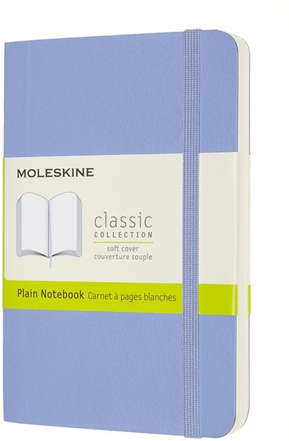 Carnet Moleskine Pocket 90x140mm uni couverture souple bleu hortensia