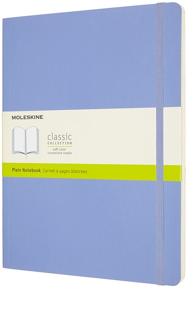 Carnet Moleskine XL 190x250mm uni couverture souple bleu hortensia