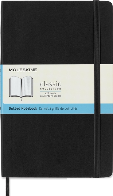 Carnet Moleskine large 130x210mm pointillé couverture souple noir