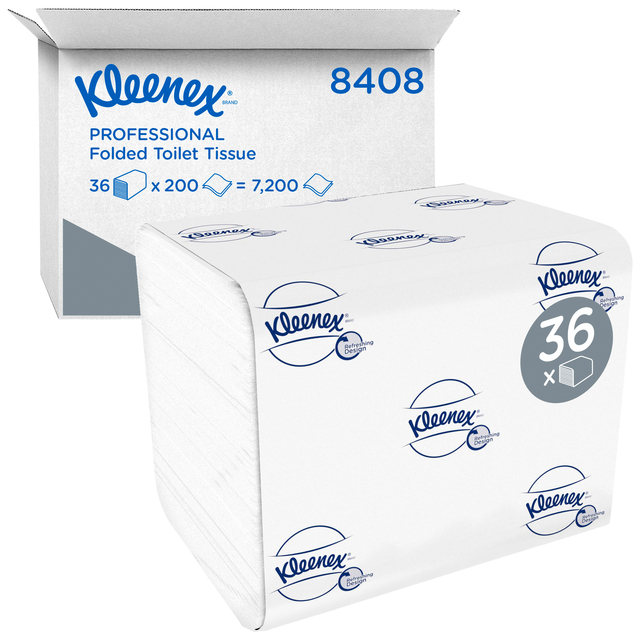 Papier toilette plié Kleenex 8408 2 épaisseurs 110x186mm blanc