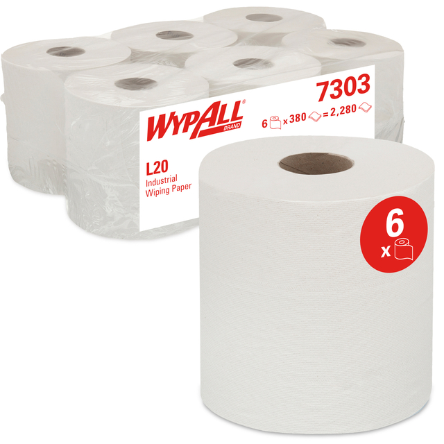 Papier d'essuyage WypAll L20 GeneralClean 7303 2 épaisseurs 380 feuilles blanc