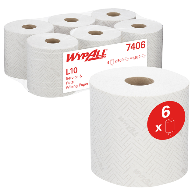 Papier d'essuyage WypAll L10 GeneralClean 7406 1 épaisseur 500 feuilles blanc
