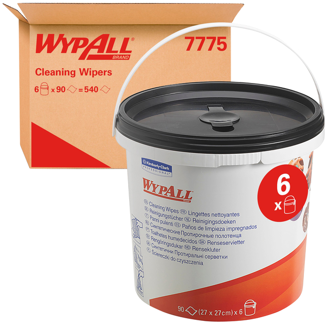 Lingettes nettoyantes WypAll PowerClean 7775 seau 1 épaisseur 6x 90 feuilles verts vert