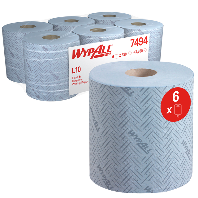 Papier d'essuyage WypAll L10 GeneralClean 7494 1 épaisseur 630 feuilles bleu