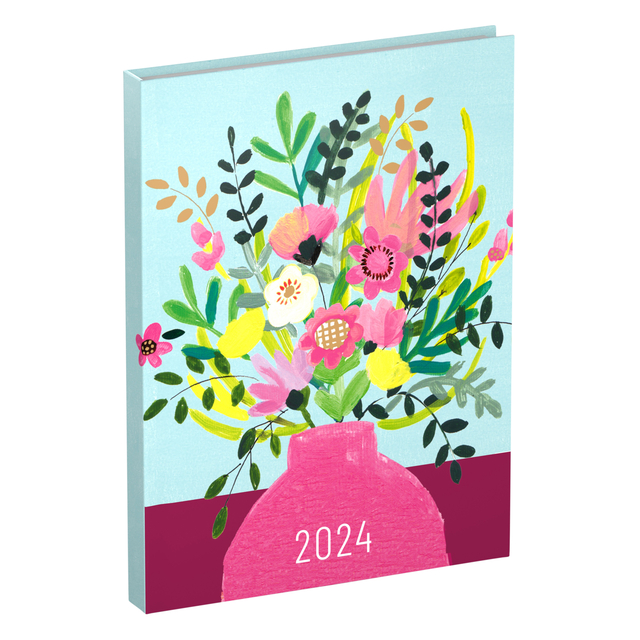 Agenda 2024 Lannoo Paper Fleurs 7 jours/2 pages 180x240mm noir