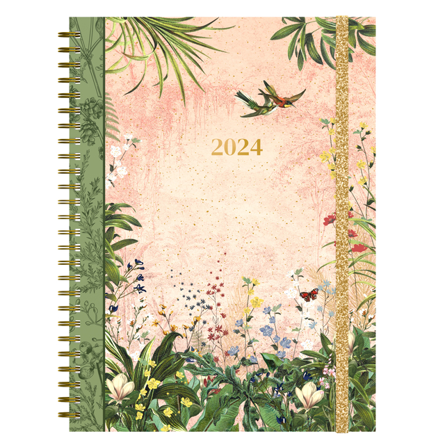 Agenda 2024 Lannoo Botanic 7 jours/2 pages 120x160mm Wire-o rose