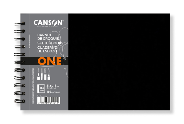 Schetsboek Canson Art Book One spiraalgebonden 160vel 100gr 216x140mm wit