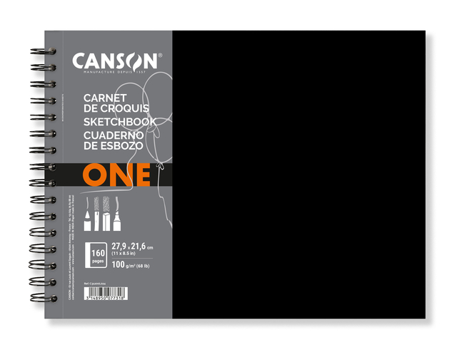Carnet de croquis Canson Art Book One spirale 279x216mm 100g 80 feuilles blanches